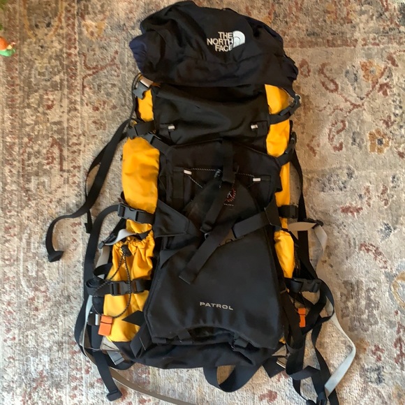 The North Face Patrol Pack Yellow Black Hiking Backpack Camping Sz Large